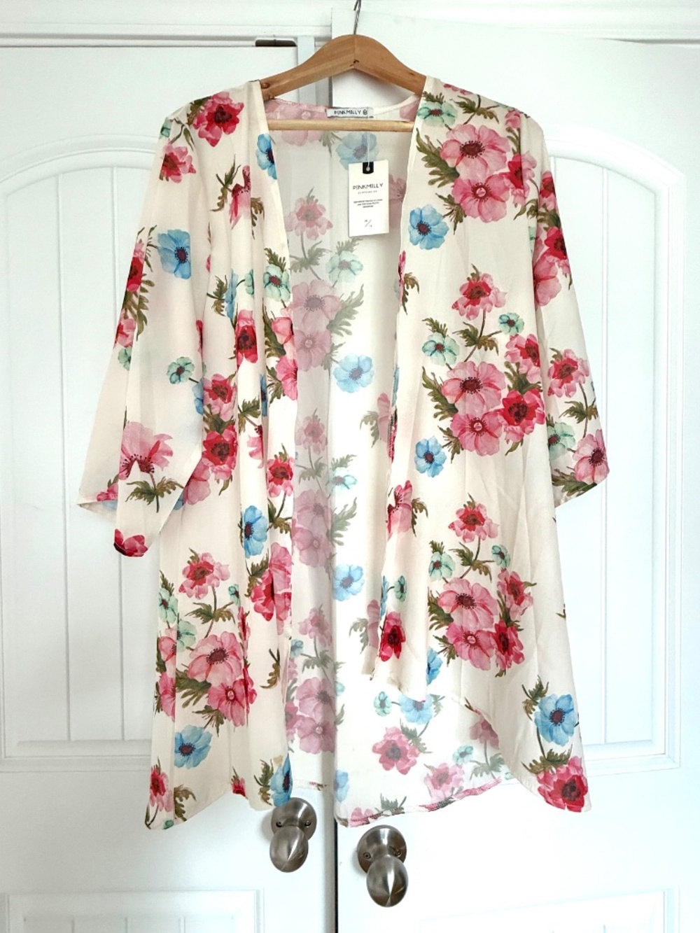NWT Pink Milly Floral Open Front Kimono Size M